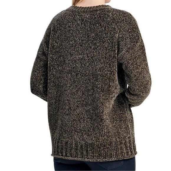 MONDAY SALE SEVEN7 Chunky Chenille Crew Neck Olive Green - Picture 2 of 4